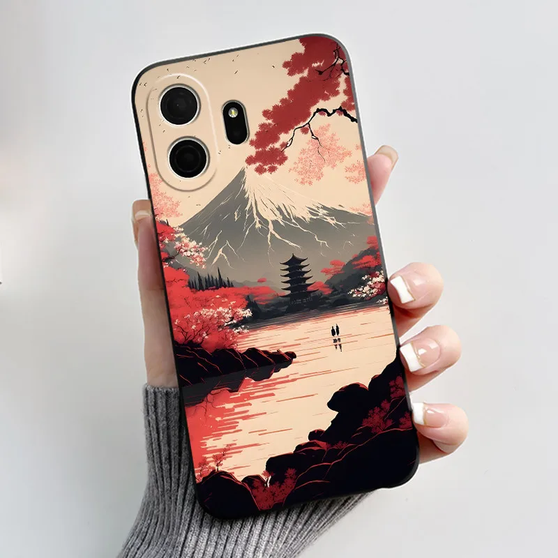 Black Silicone Shockproof Phone Case with Love Moon Pattern - Stylish and Protective Design