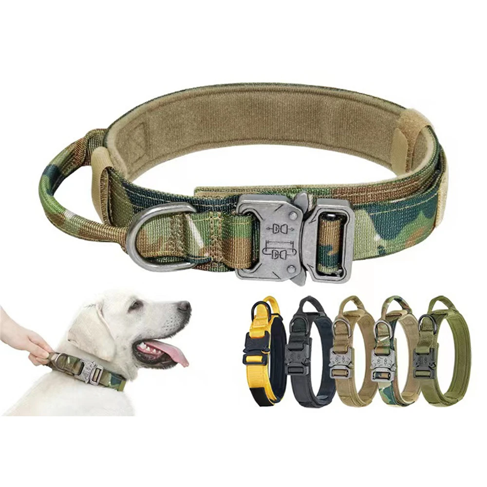 

Outdoor Pet Dog Collar Nylon Pet Walking Training Collar For Medium Large Dog Waterproof Adjustable Military Tactical Dog Collar