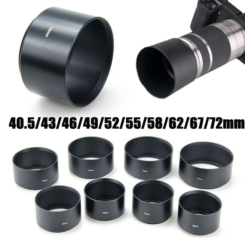 Camera Lens Hood Metal LENS HOOD 40.5/43/46/49/52/55/58/62/67/72mm For Canon For Nikon Camera Accessories Universal Sunshade