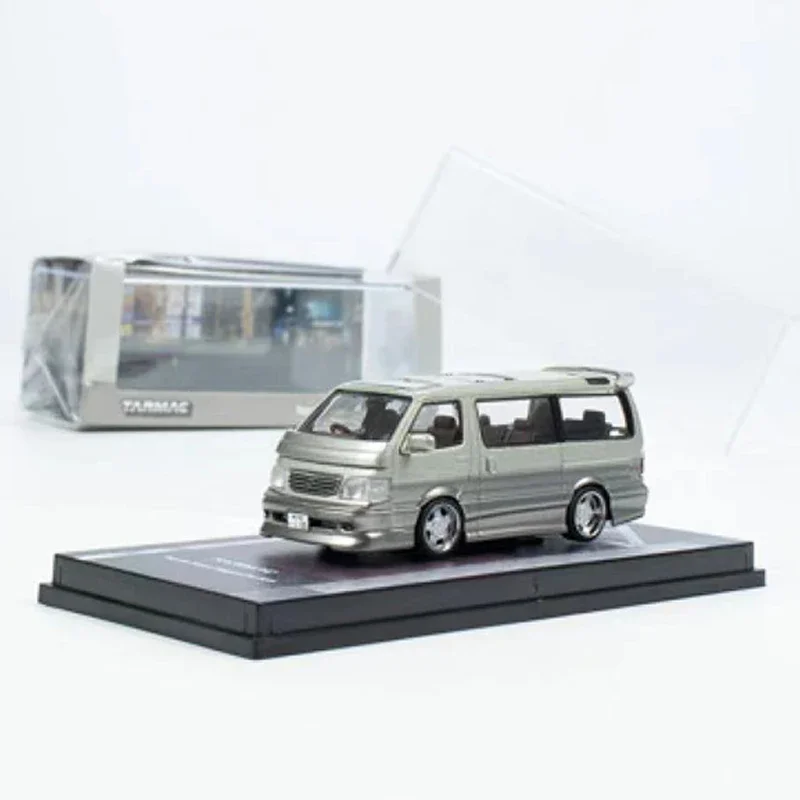 

Tarmac Works 1:64 Model Car Hiace Wagon Custom Alloy Die-Cast Van- Silver Brown