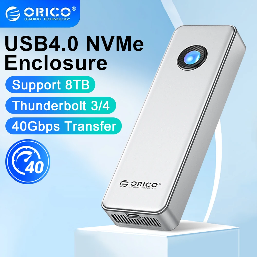 

ORICO USB4 40Gbps M.2 NVMe SSD Enclosur Aluminum External Case Compatible with Thunderbolt 4 Type-C M2 SSD Case with Cooling Fan