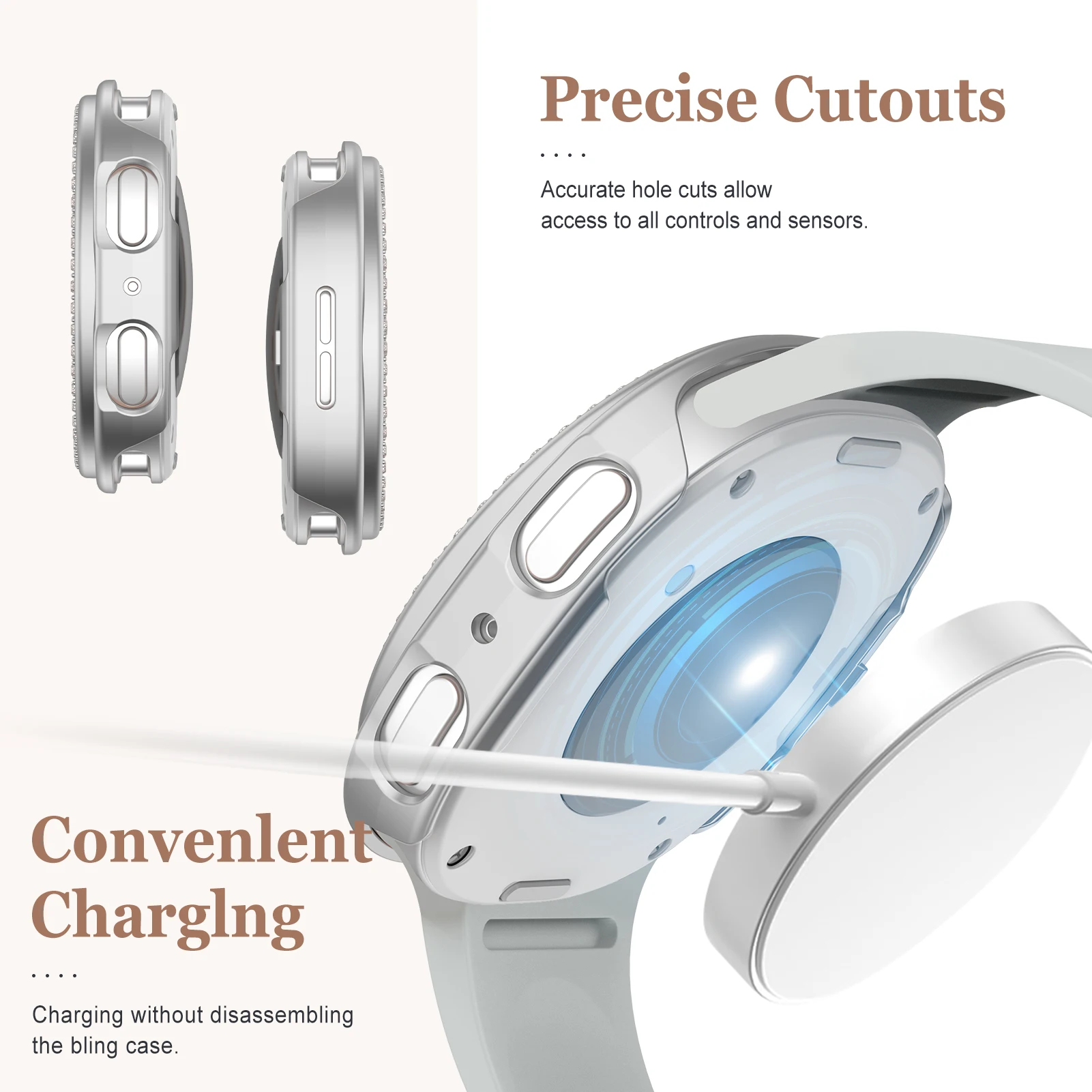 Chic Diamond-Style Protective Case for Samsung Galaxy Watch 8
