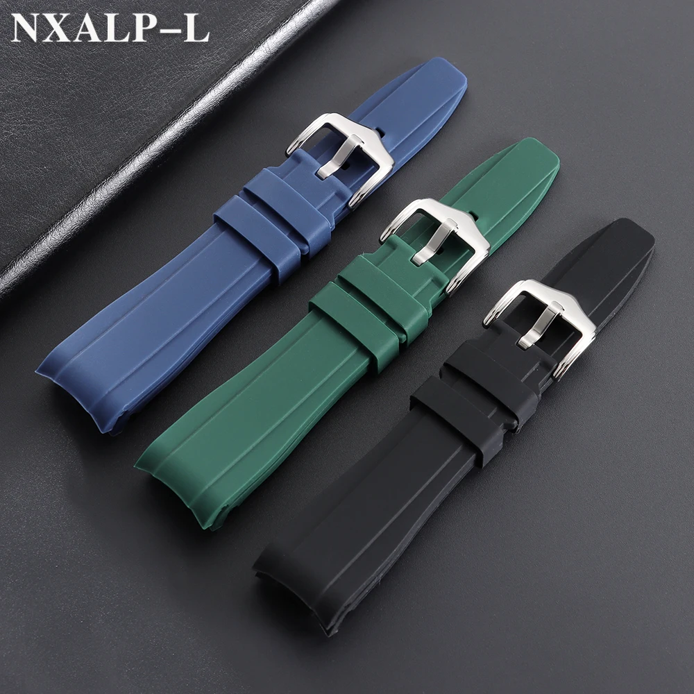 Enhanced Rubber Strap Silicone Watch Band - Waterproof Sport Bracelet with Curved End Design