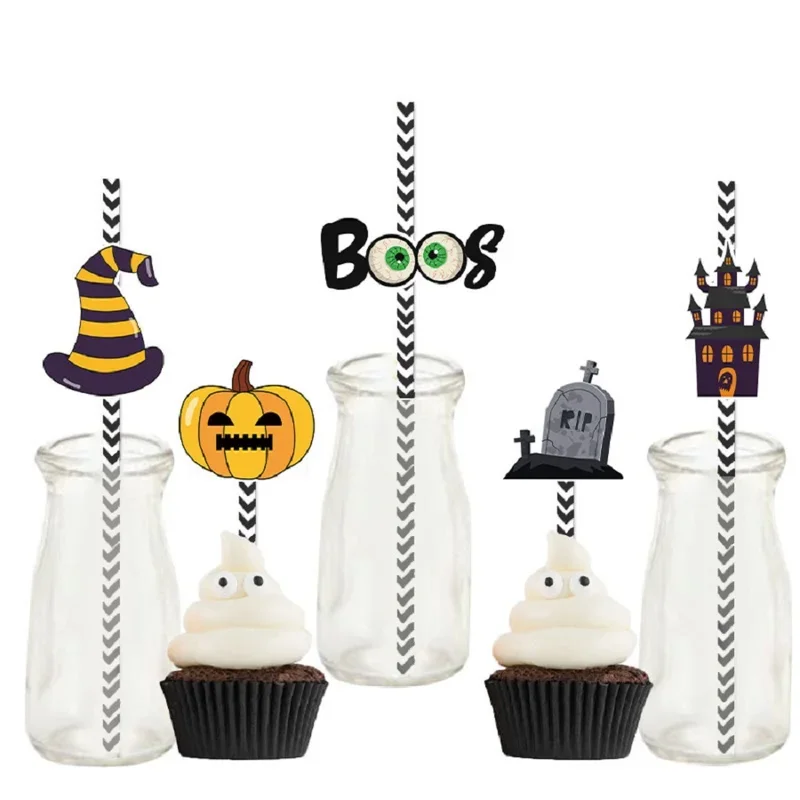 24-Piece Halloween Pie Straw Set: Witches, Pumpkins & Cartoons-Elevate Your Festive Celebrations with Creativity