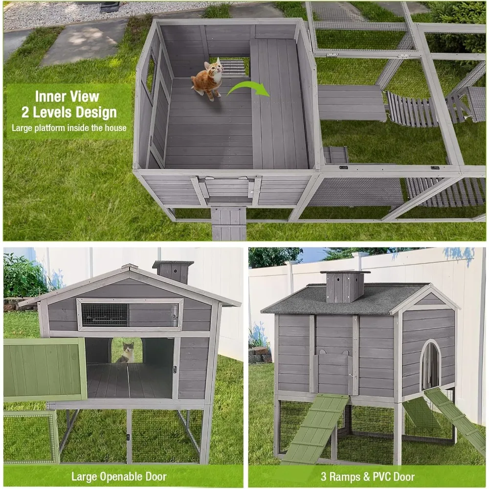 Outdoor cat cage waterproof windproof warm multiple cats roost