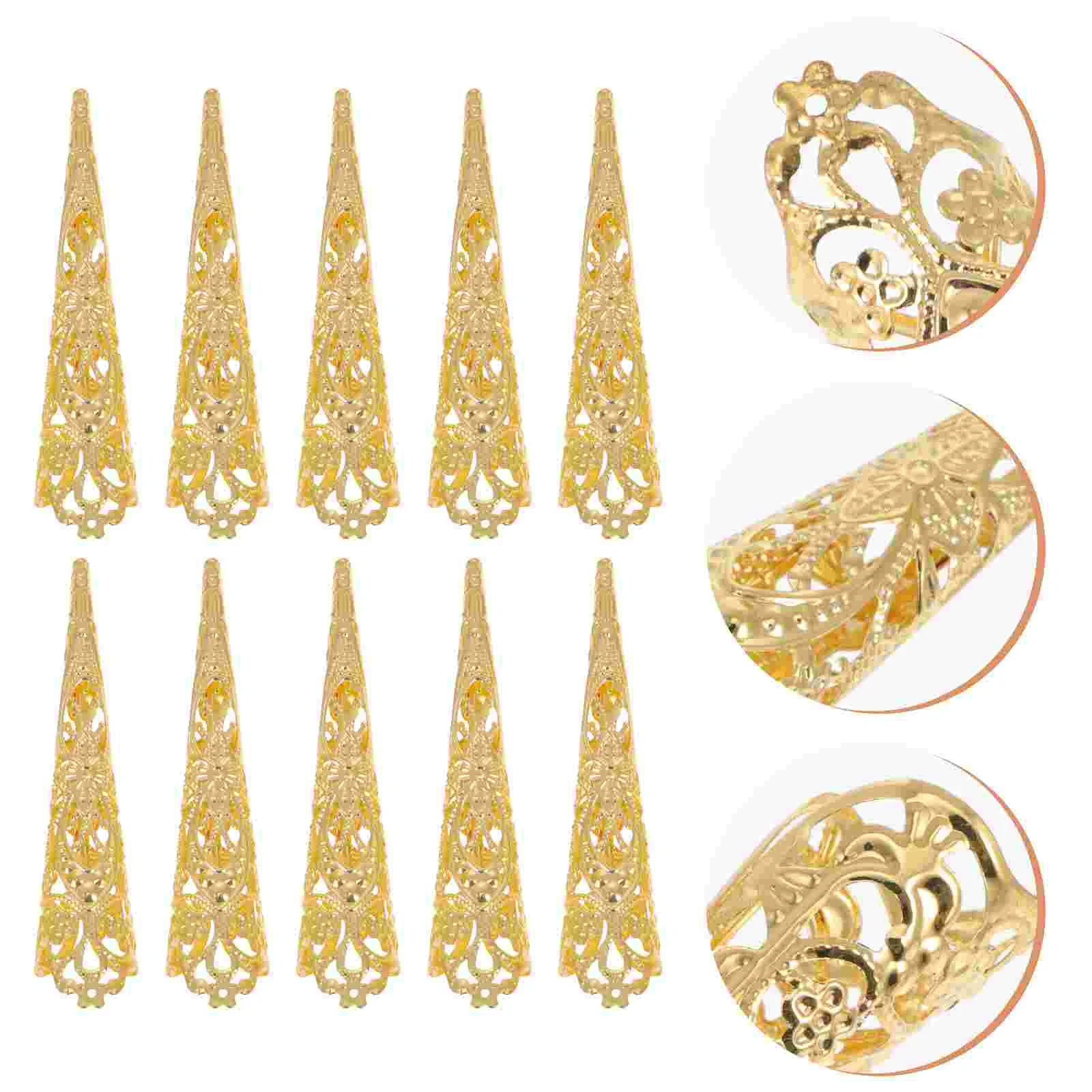 10 Pcs Alloy Hollow Nails Set Fingernail Claw Rings Finger Accessories Acrylic Powder Nail Tools Cosplay Props Role Play