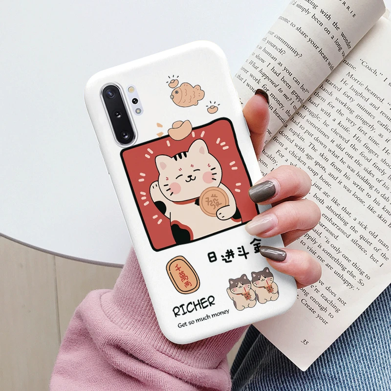 Charming Cartoons Heart Cat Soft TPU Shockproof Phone Case for Samsung Galaxy Note 10 Series