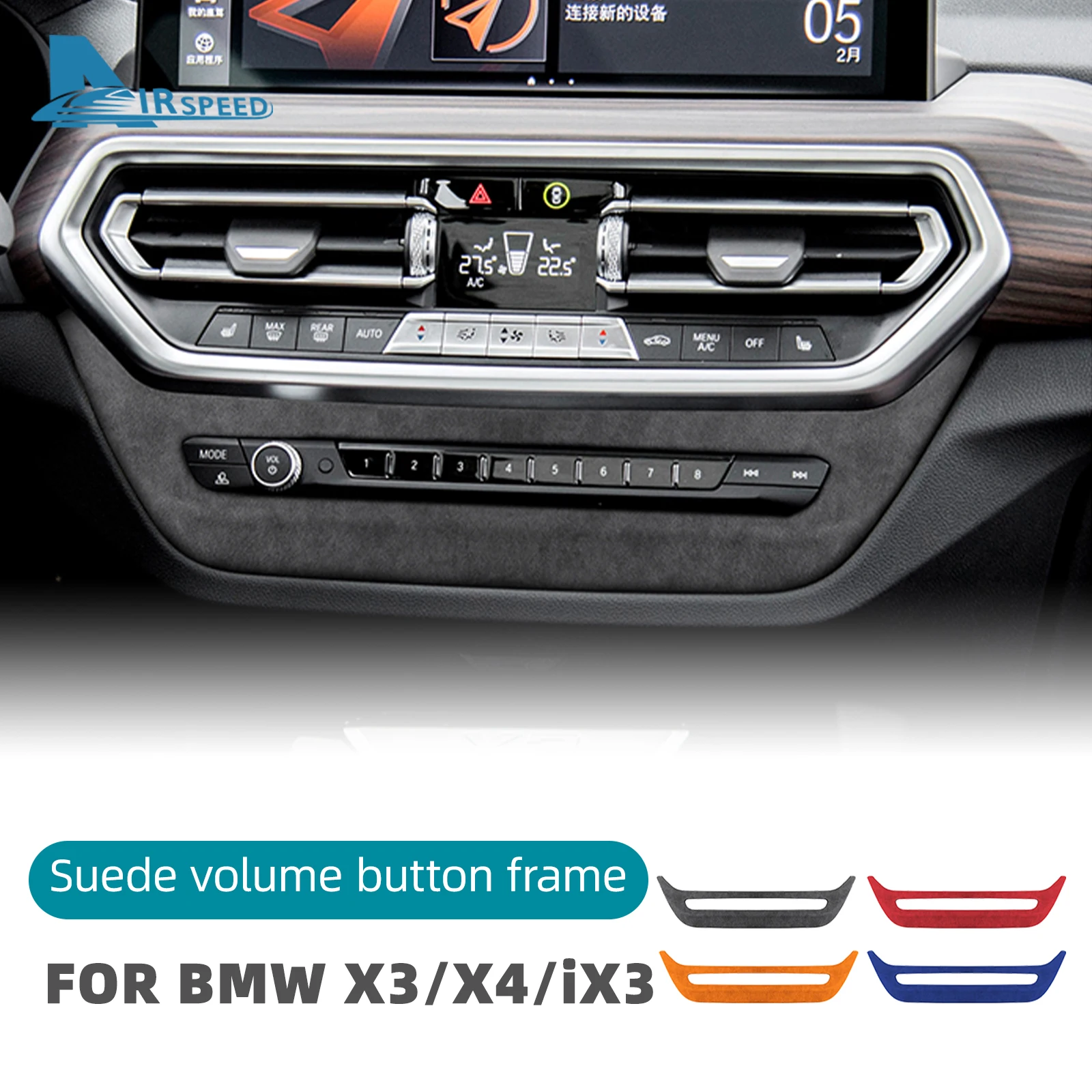 

Car Center Control AC CD Panel Frame Cover for BMW X3 X4 IX3 G01 G02 G08i 2022-2023 Accessories Italian Super Suede Sticker