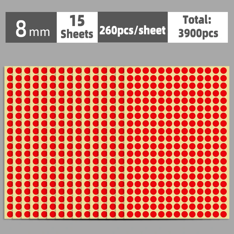 Colorful Multi-Size Self-Adhesive Dot Label Stickers - 15 Sheets for Versatile Organization and Decoration
