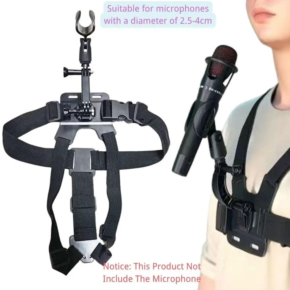 마이크 숄더 스트랩 홀더, 손을 자유롭게 해줍니다, 마이크를 몸에 부착시킵니다, 홀더의 각도와 스트랩의 조임도 모두 조절 가능, 광범위한 호환성: 직경 2인치 이상의 마이크를 지원합니다. 5-4cm, 무대 공