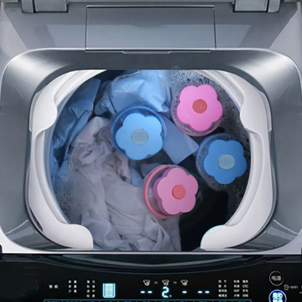 Washing Machine Hair Lint Catcher Reusable Flower Shaped Hair Filter Household Lint Mesh Bag for Dog Cat Fur Hair Collector