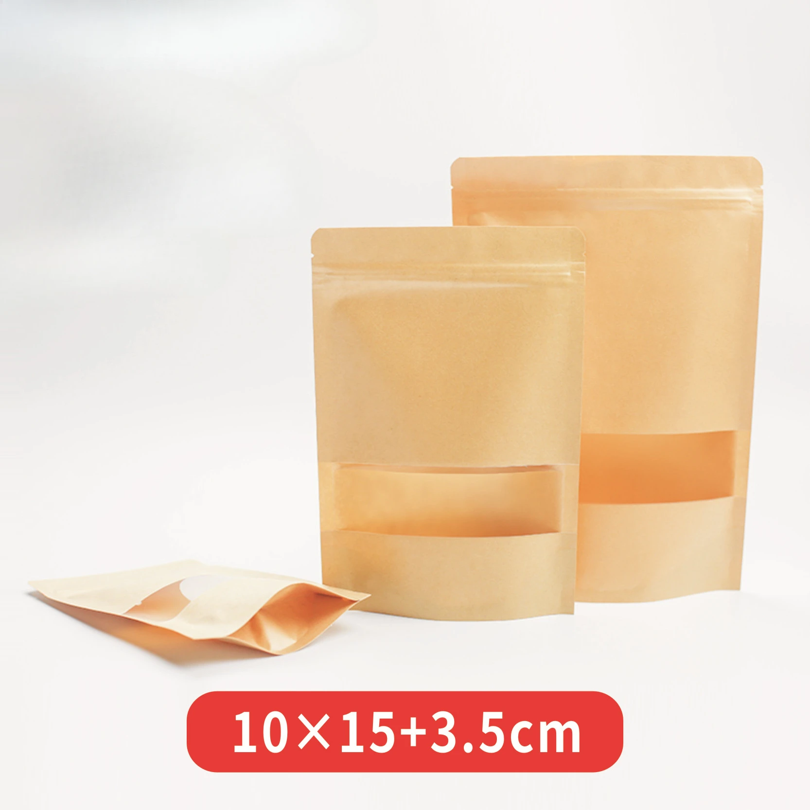 Kraft Paper Zip Lock Bags With Window Food Snack Tea Self Sealing Storage Bag Wedding Home Candy Gifts Packaging Pouch