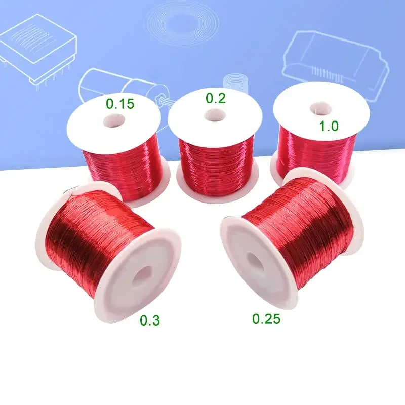 Fio de Ímã de Cobre Esmaltado Vermelho Risco sem Livre Soldagem Direta para Transformador Jumper Qa1 155r 2uew 01 a 07 mm 03 mm 100g
