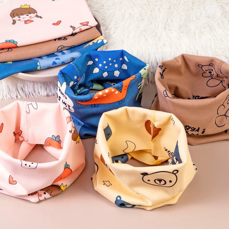 Children's Autumn and Winter Season Thickened Baby Cartoon Scarf Cover Windproof Warm Velvet for Boys and Girls Neck Cover