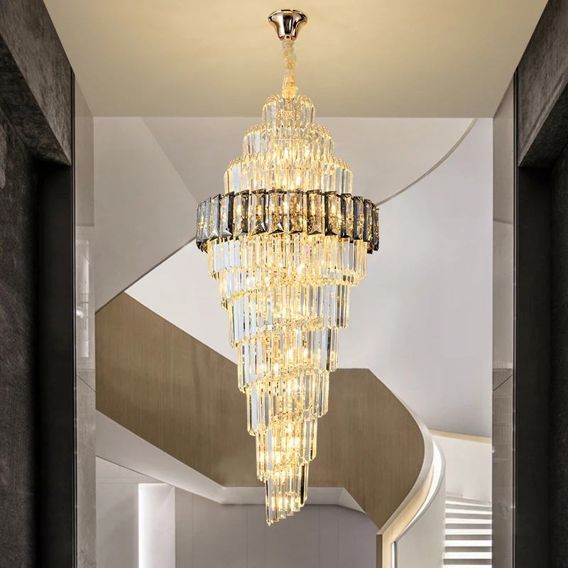 

Deluxe Hotel Lobby Lobby Decorative Pendant Light Modern Villa Living Room Rotating Staircase Crystal Pendant Lamp