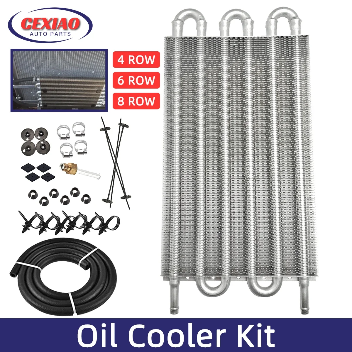 8 Row 6 Row 4 Aluminum Remote Transmission Oil Cooler Auto-Manual Radiator Converter Kit aluminum radiator kit