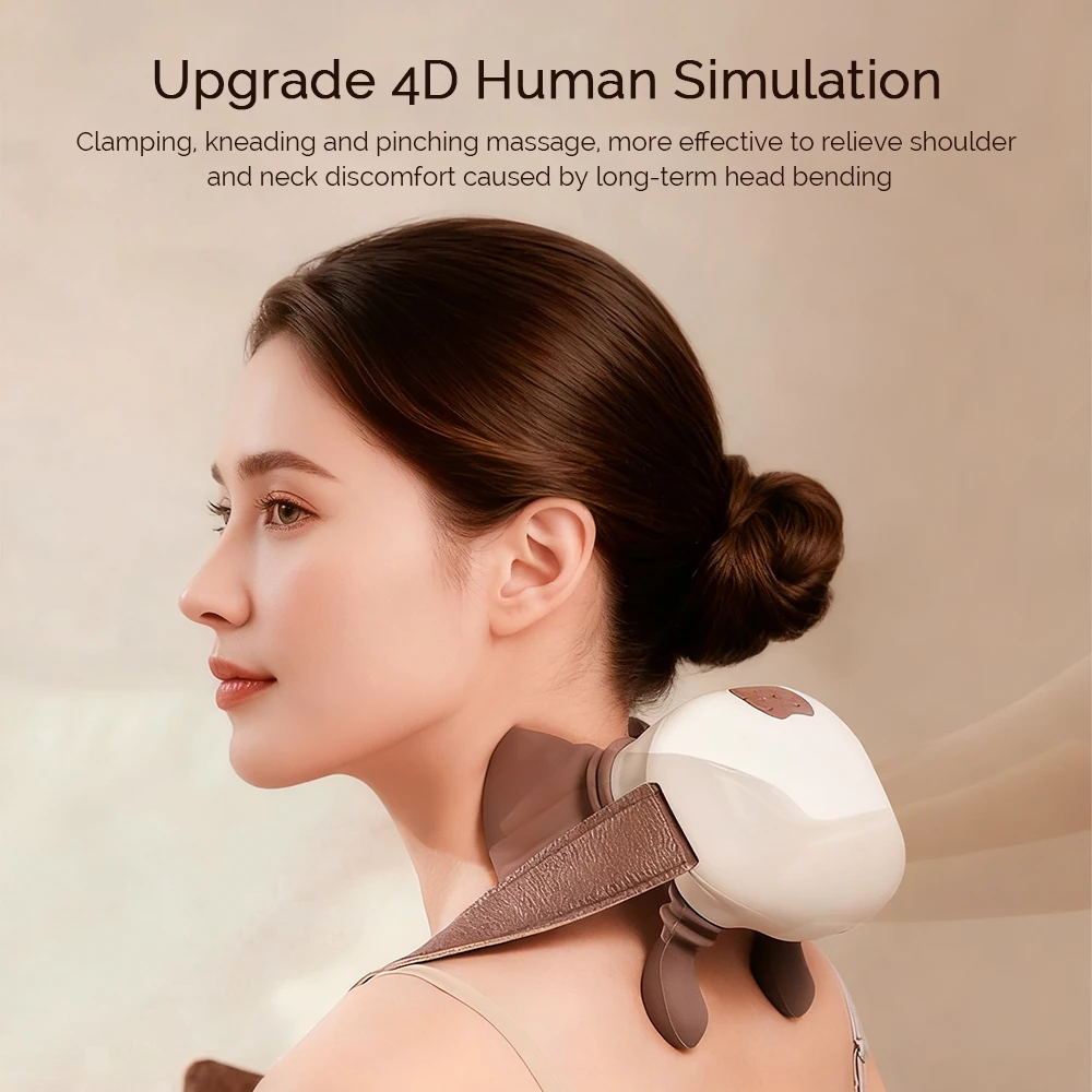 foreverlily 4D Neck Shoulder Massager Bionic Kneading Cervical Massage Machine Deep Tissue Back Shoulder Muscles Massage Shawl