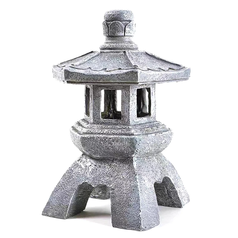 

Garden Accessory Ornament Solar Powered Resin Pagoda Lantern Palace Lanterns Tower Statue Solar Lamp Garden Decor