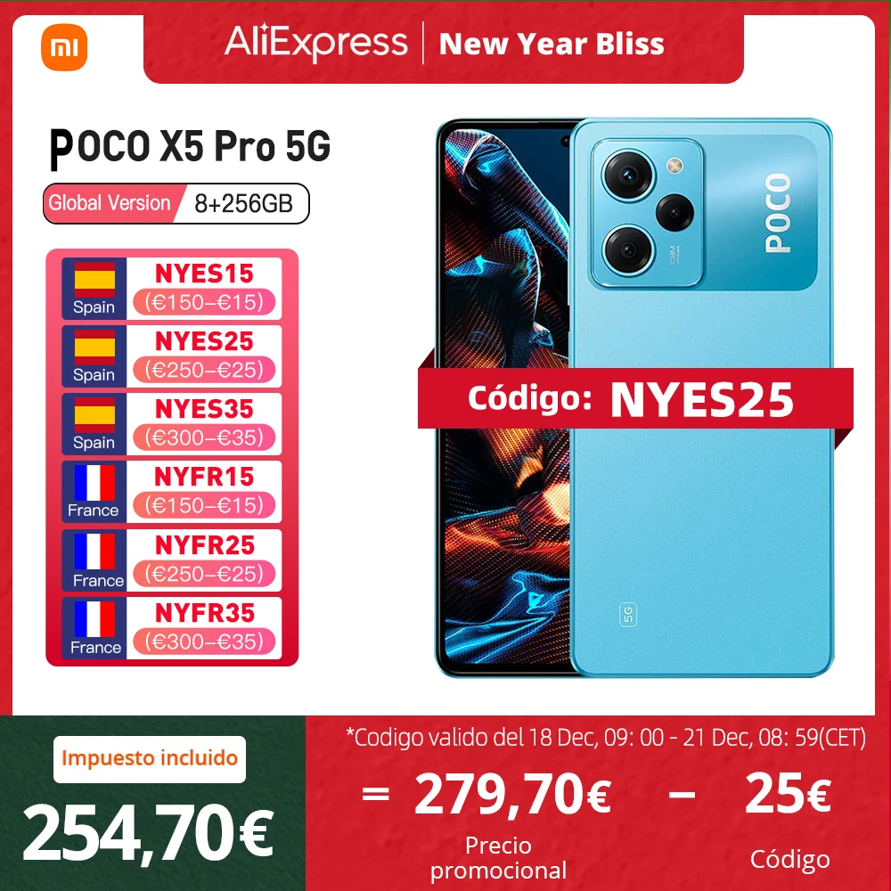 POCO X5 Pro 5G, teléfono inteligente, Versión Global, 128GB/256GB, Snapdragon 778G, Pantalla AMOLED de 6.67″,120Hz, cámara de 108MP, carga de 67W, NFC