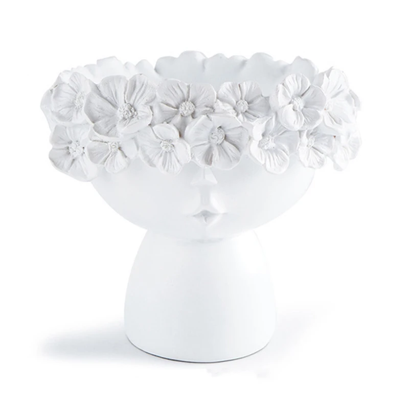 

ABSF Resin Sculpture Flower Fairy Vase Flower Pot Modern Home Desktop Storage Crafts Decor Abstract Wreath Holder