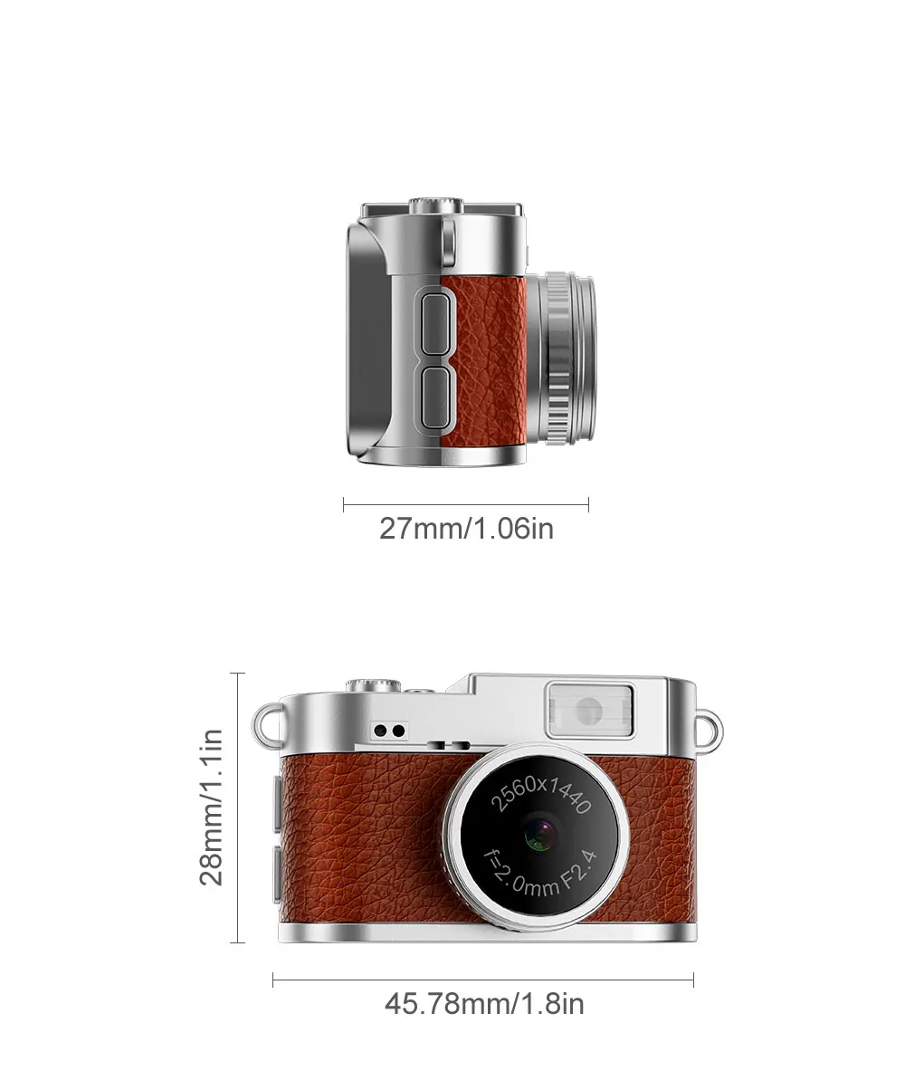 Digital Camera Newly Upgraded 1.47 Inch Keychain Camera with Screen 2K Resolution Portable Mini Retro Camera with Flash