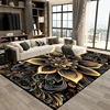 Luxury Golden Floral Carpet Living Room European Home Decoration Sofa Coffee Tables Rugs for Bedroom Non-slip Floor Mat Washable 1