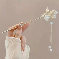 1/6pcs Elegant Chinese Style Tassel Hair Stick Traditional Floral Design Hairstyle Accessory Women Jewelry Hairpin Hairneedle 3