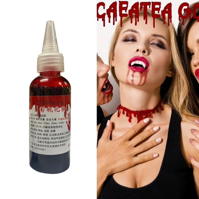30g halloween maquiagem vampiro falso sangue realista alimentos colorindo  falso sangue plasma artificial cosplay festa rosto pintura corporal -  AliExpress