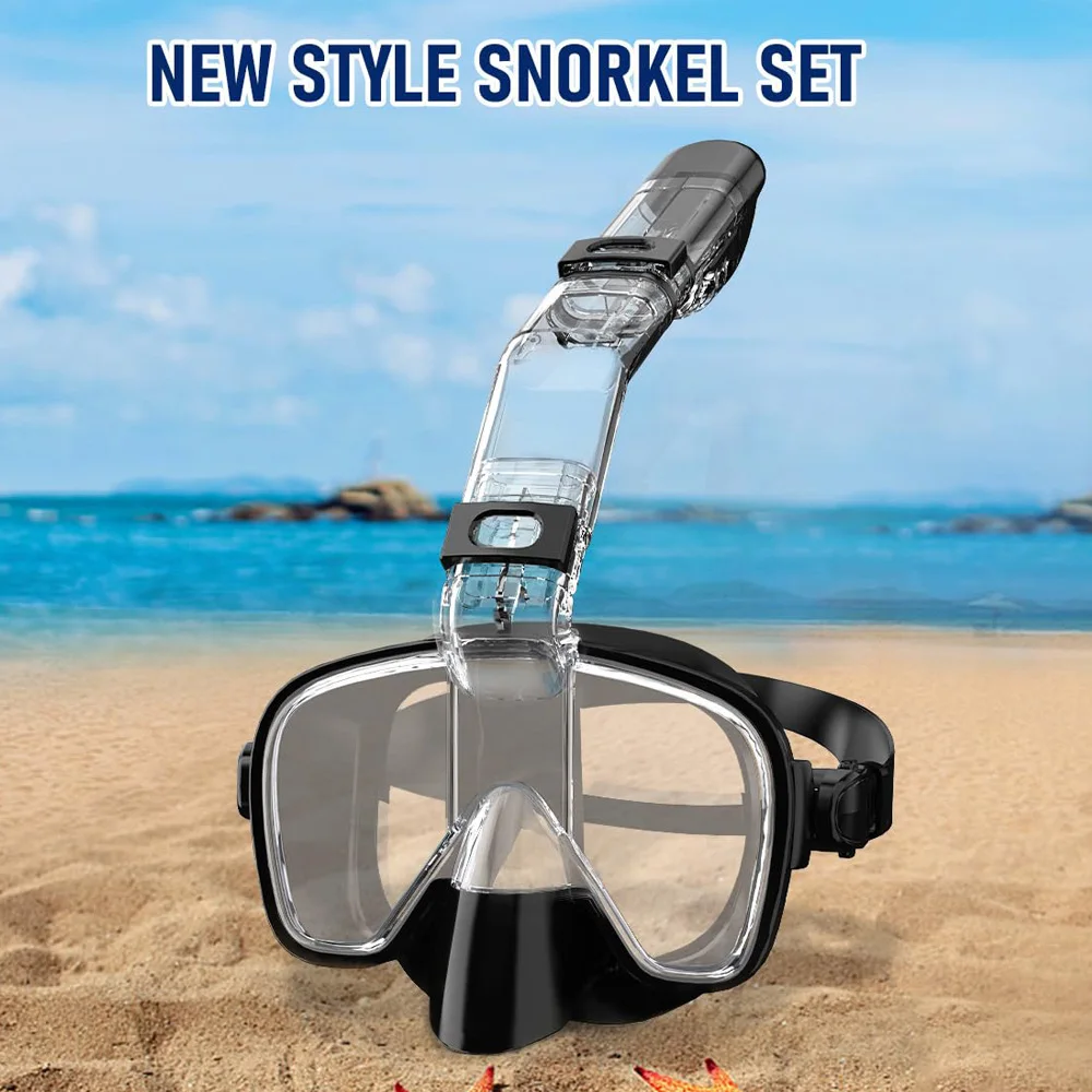 Latest Multifunctional Snorkel Mask Dry Top Foldable Diving Mask Set Anti-Fog 180 Degree Panoramic View HD with Camera Mount