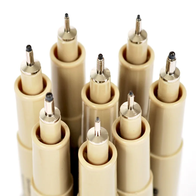 Pen marker 1/3Pcs pigment liner pigma micron ink marker pen 0.05 0.1 0.2 0.3 0.4 0.5 0.7 0.8 different tip black fineliner sketching pen