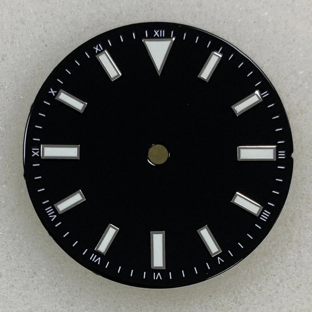 Enameled Watch Dial with Green Luminous Face - 28.5mm
