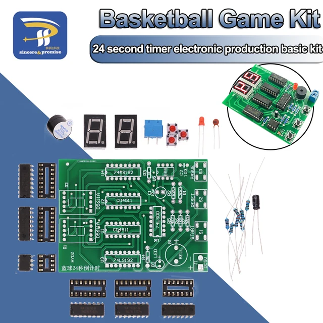 Kit d'enseignement électronique pour jeu de basket-ball, compte à rebours électrique de 24 secondes, 2 bits, pratique de Production électronique, bricolage 1