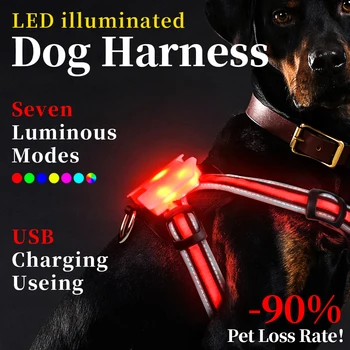 LED DOG HARNESS waterproof charging dog accessories for large  Reflective Harness for Dogs 1