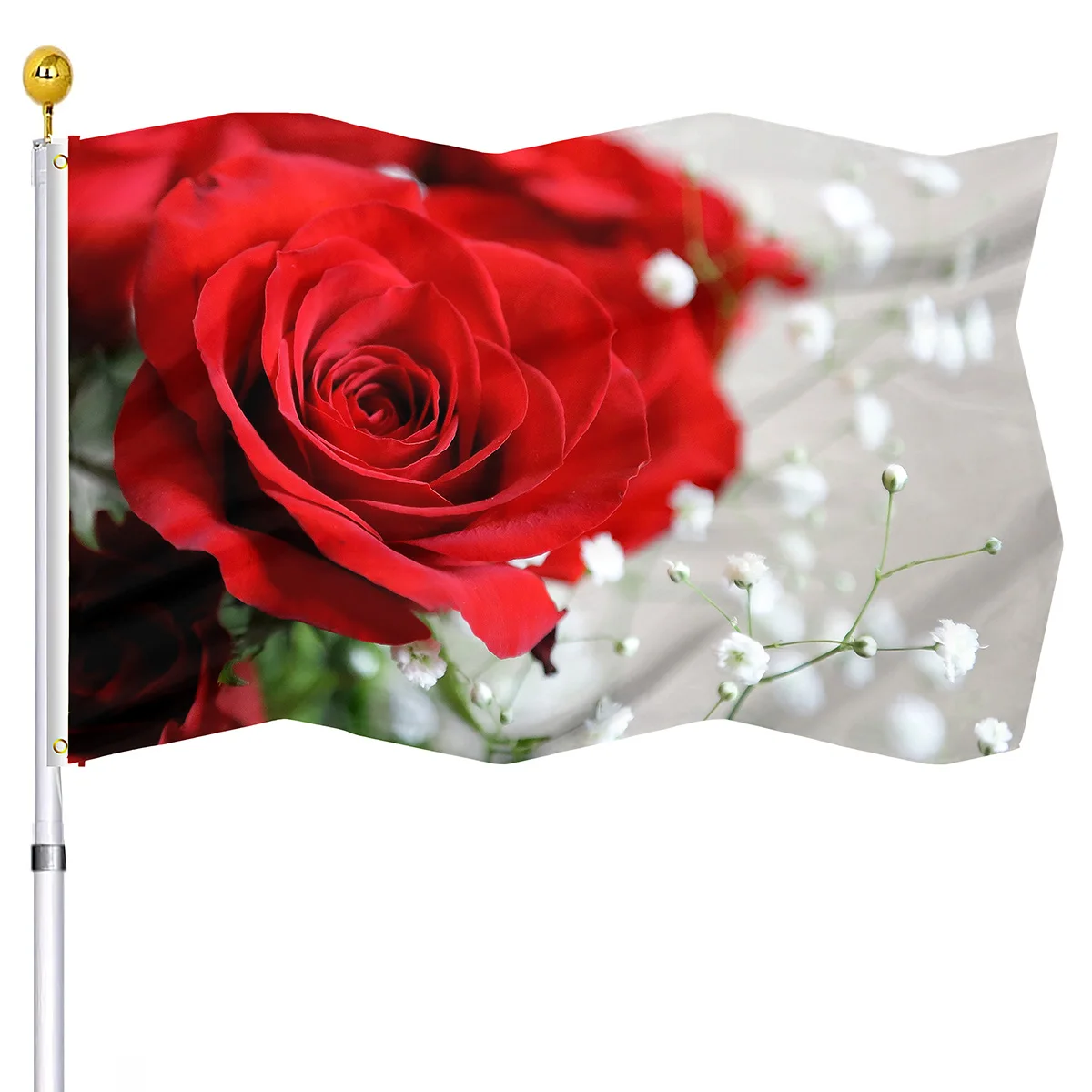 

Флаг с цветами розы, яркие цвета, украшения для сада на День святого Валентина, для помещений и улицы, флаги-баннеры с латунными прокладками для женщин и мужчин, подарки