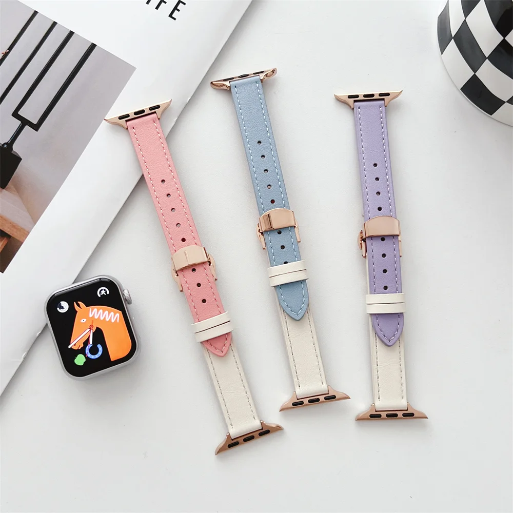 

Genuine Leather Watch Band Compatible for Apple Watch 49mm 45mm 44mm 38mm 40mm 41mm 42mm,Vintage Replacement Strap for iWatch