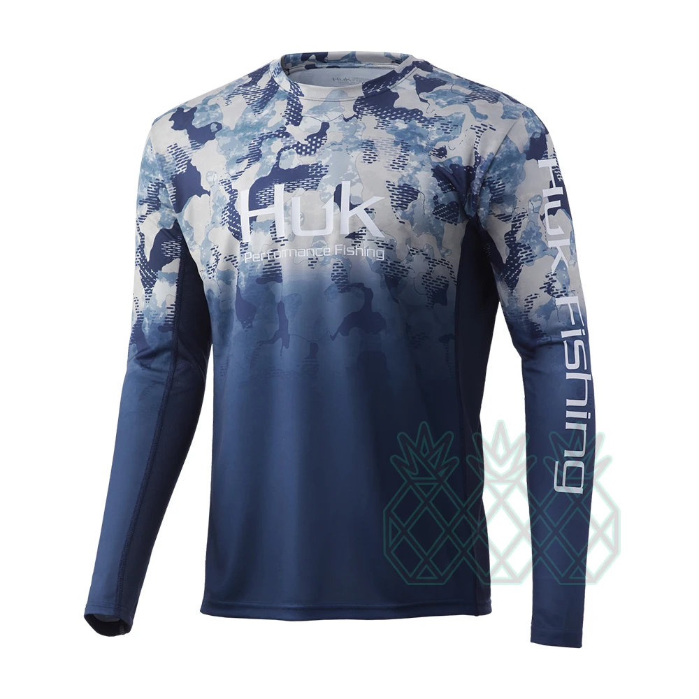 HUK Mens Camo Long Sleeve Fishing Shirt 