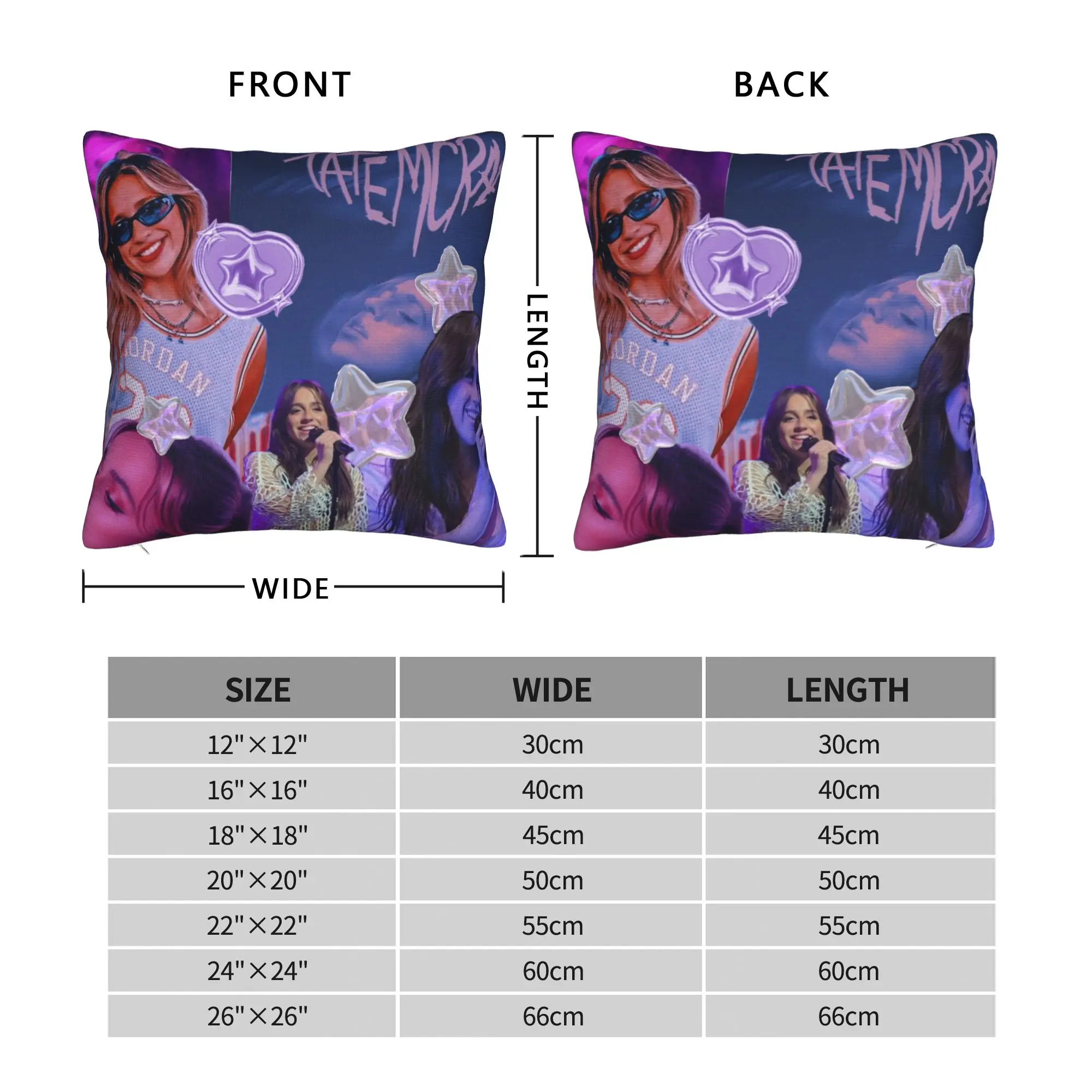 Decorative Pillowcase Featuring Pop Singer Tate McRae - Square Style Multi-Size