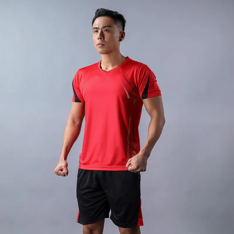 CHRLCK Men's Running Sets Summer Sportswear Breathable Gym Fitness Suits Quick Dry T-Shirts Sports Workout Training Tracksuit sports suit