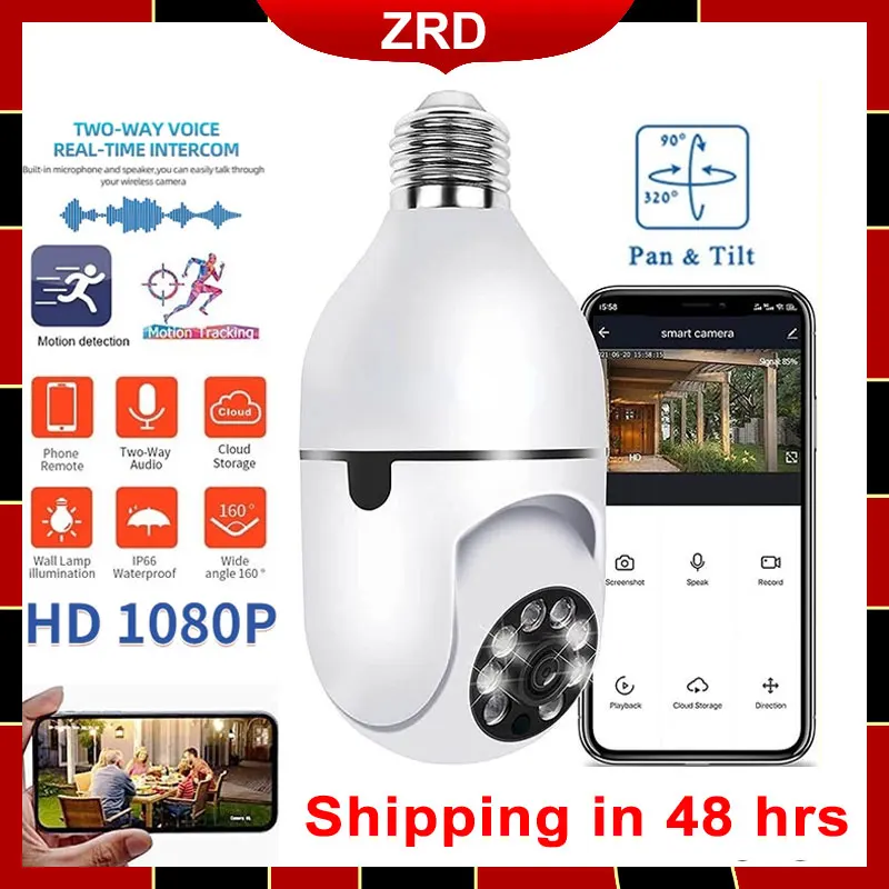 Indoor Outdoor WiFi IR IP E27 Light Bulb Camera 360° Panoramic 1080P HD Night Smart Home Automatic Tracking Camera