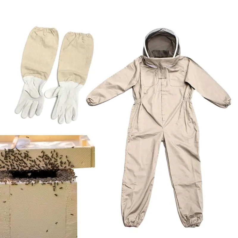 

Full Body Beekeeping With Detachable Hood Professional Bee Keeping Suit Glove Beeproof Protective Clothing Farm Safety Outfit