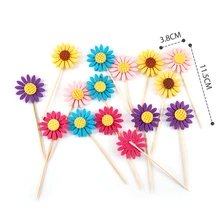 3PCS Sunflower Happy Birthday Cake Toppers Cupcake Toppers Flags Baby Shower*****