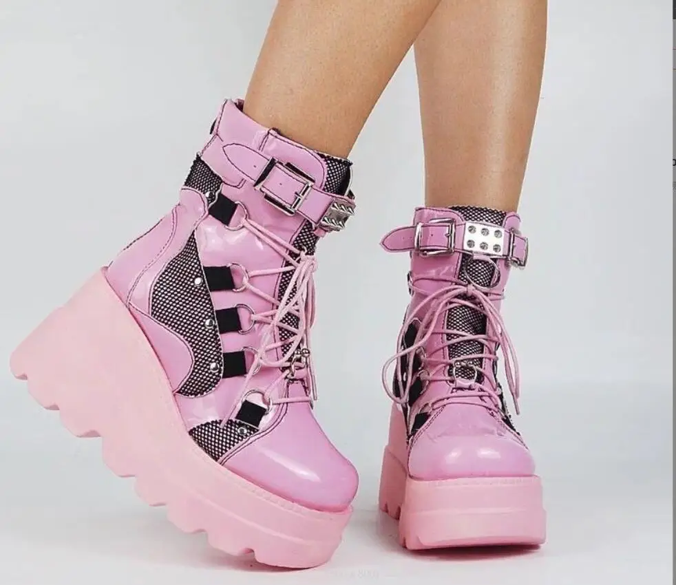 New Platform Ankle Boots For Women Fashion Slip On Thick Bottom Short Boots Autumn Winter Shoes Ladies Elegant Lace-up boots