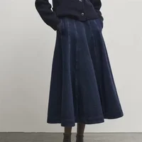 BANA Mid-Length High-Waist Patchwork Denim Skirt for Women Deep Blue A-Line f Body Skirts Office Sle Spring Collection - Image 2
