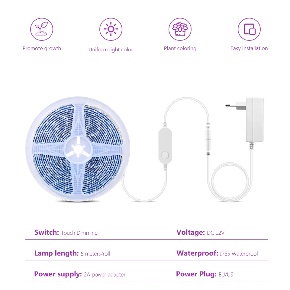 Description Picture 3 of itemWaterproof Smart Wifi Full Spectrum Grow LED Strip Light App Remote Control Plant Growth Tent Lamp Greenhouse Hydroponic Plant