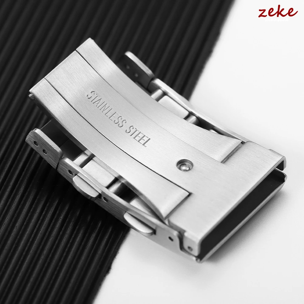 Premium Solid Stainless Steel Adjustable Brushed Watch Clasp with Folding Safety Buckle
