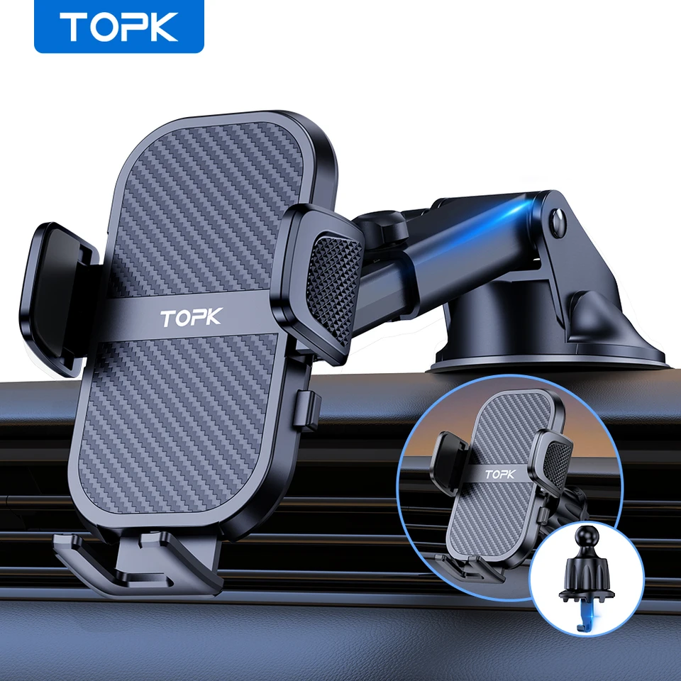 TOPK 2IN1 Car Phone Holder for Dashboard Air Vent