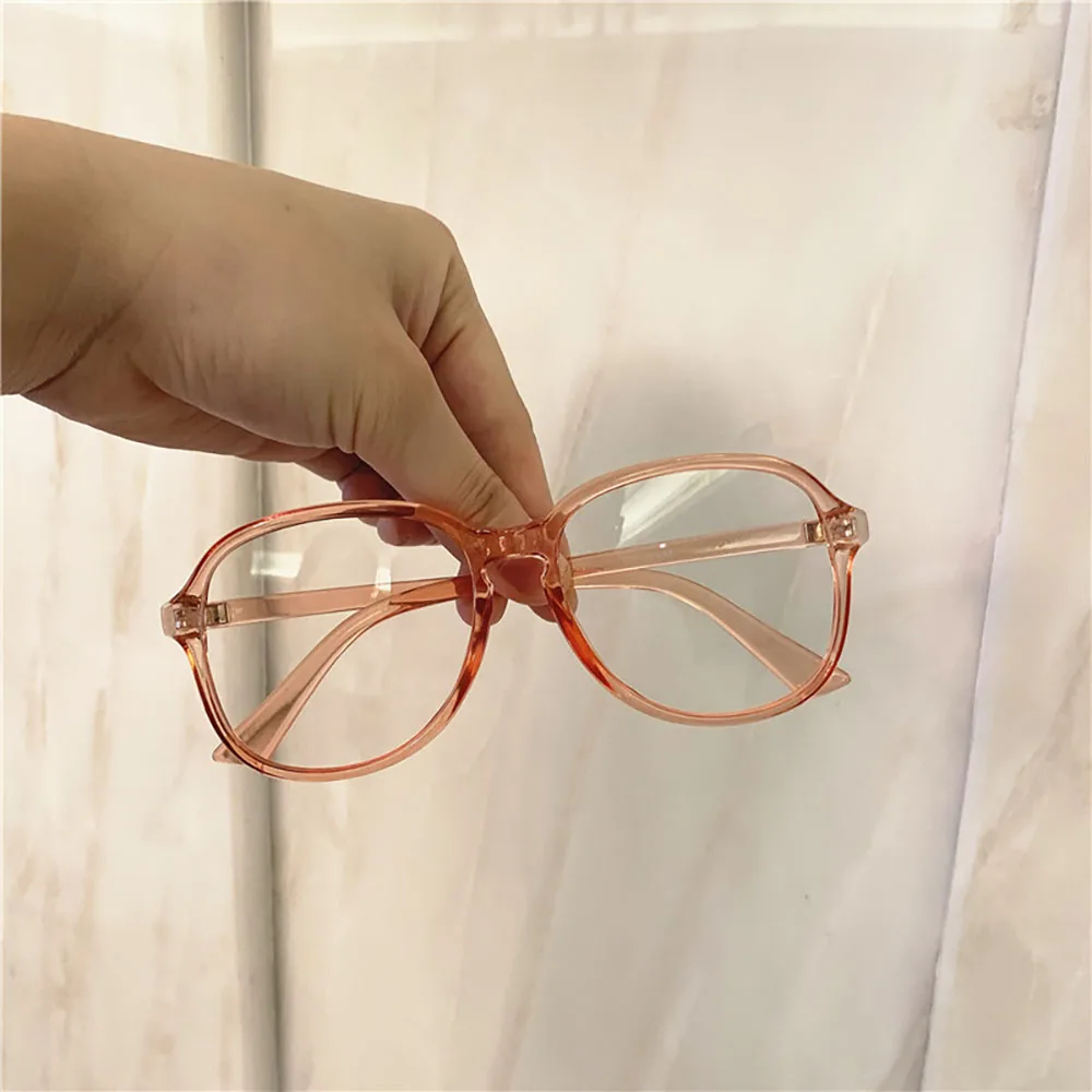 Flat Lens Glasses Comfortable Candy Color Eyewear Large Frame Spectacle Fashionable Round Eyeglass Frame For Sun Fashion Outfit