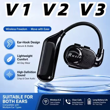 Cuffie Wireless con Microfono Staccabile, Riduzione del Rumore ENC, Musica HD HiFi Stereo, Mini Auricolari Bluetooth Open Ear