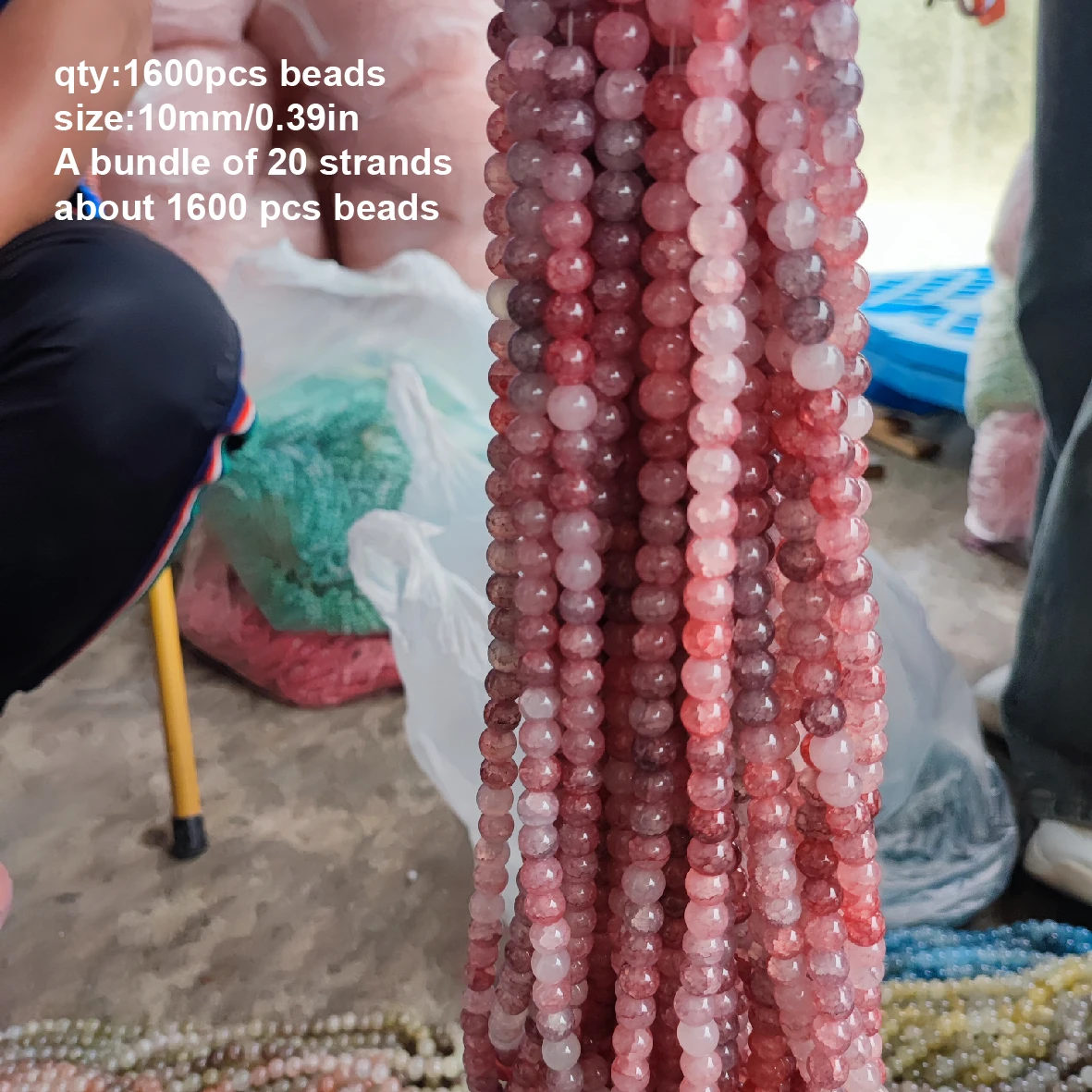 1600개 모조 옥 유리 구슬 - 수채염색 공정, 변색 방지, 대량 DIY 팔찌 재료, 쥬얼리 제작용