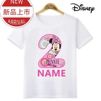 Minnie Mouse Number Bow Graphic T Shirt Kids Clothes 1 2 3 4 5 6 7 8 9 Years Birthday Baby Girls Party T-Shirts Boys Tops 2